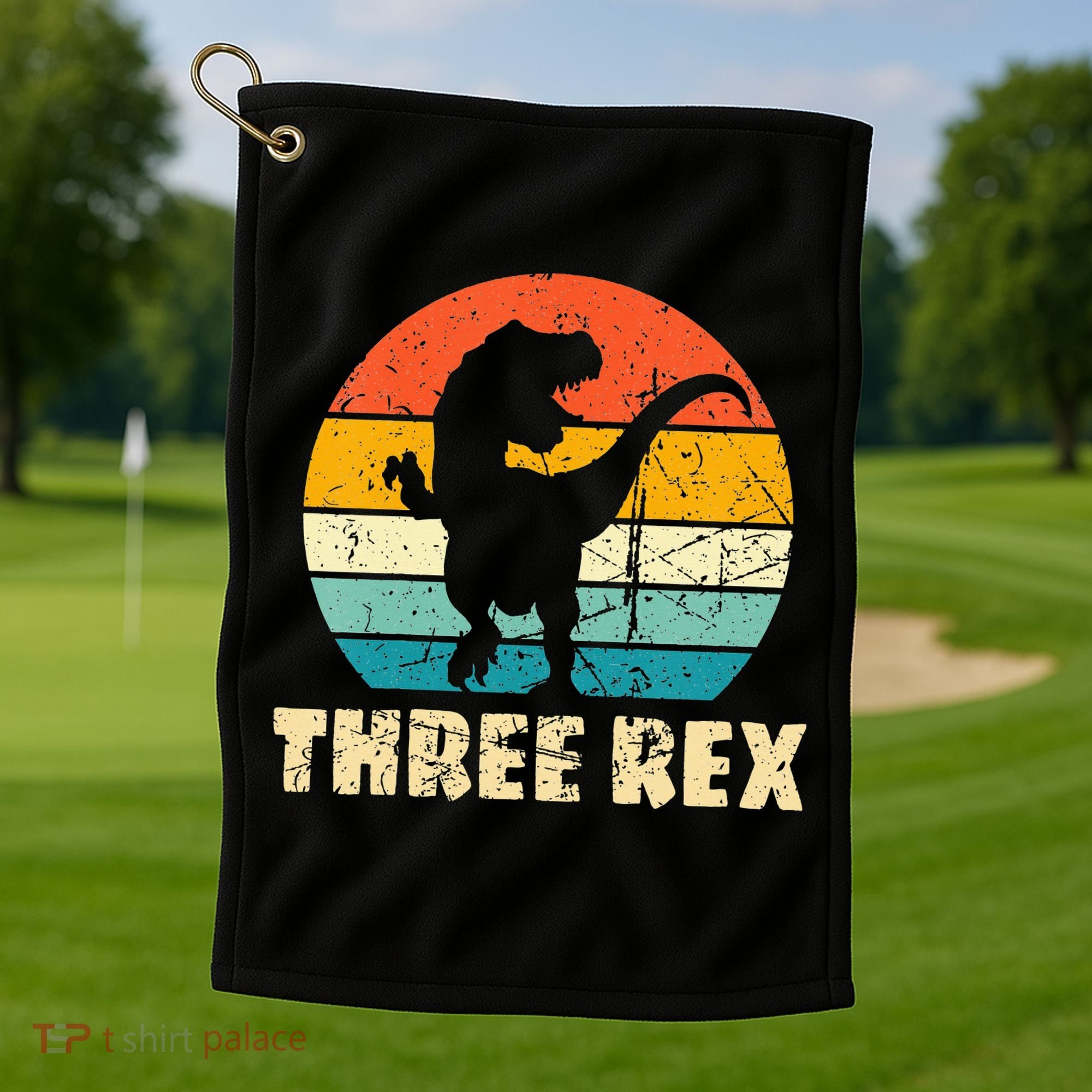 Three Rex 3rd Birthday Third Dinosaur 3 Year Old Golf Towel