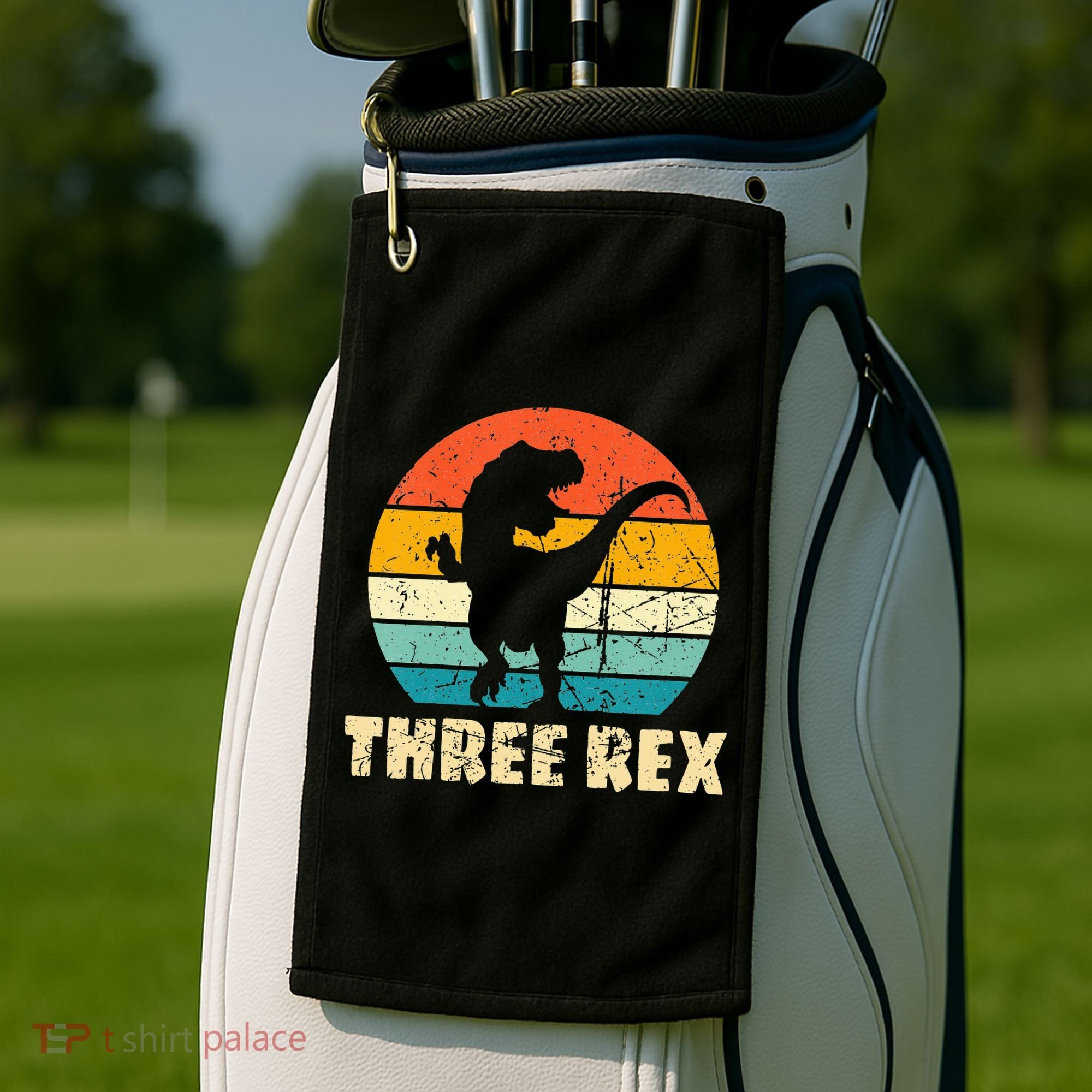 Three Rex 3rd Birthday Third Dinosaur 3 Year Old Golf Towel
