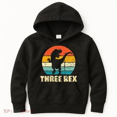 Three Rex 3rd Birthday Third Dinosaur 3 Year Old Kids Hoodie