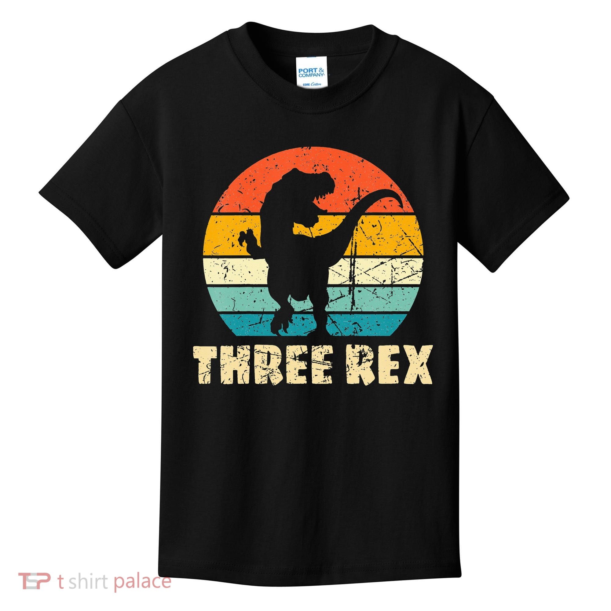 Three Rex 3rd Birthday Third Dinosaur 3 Year Old Kids T-Shirt