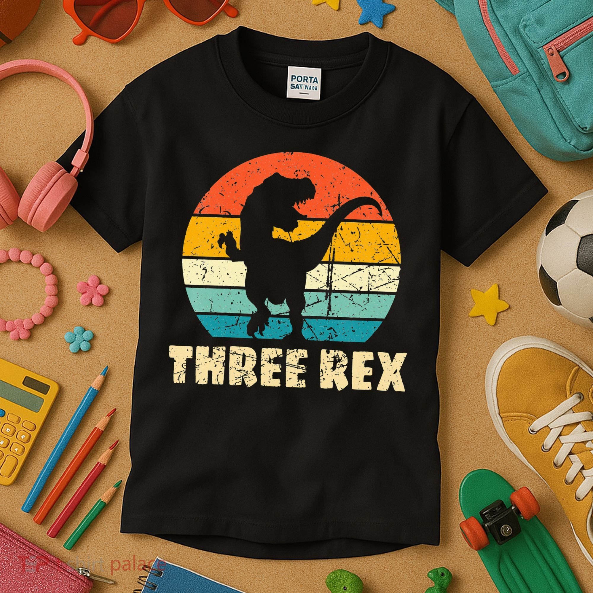 Three Rex 3rd Birthday Third Dinosaur 3 Year Old Kids T-Shirt