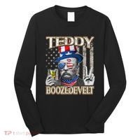 Theodore Roosevelt 4th July Teddy Boozedevelt American Flag Long Sleeve Shirt thumb 0