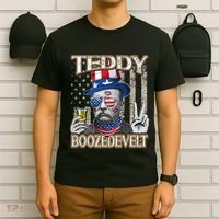 Theodore Roosevelt 4th July Teddy Boozedevelt American Flag T-Shirt thumb 6