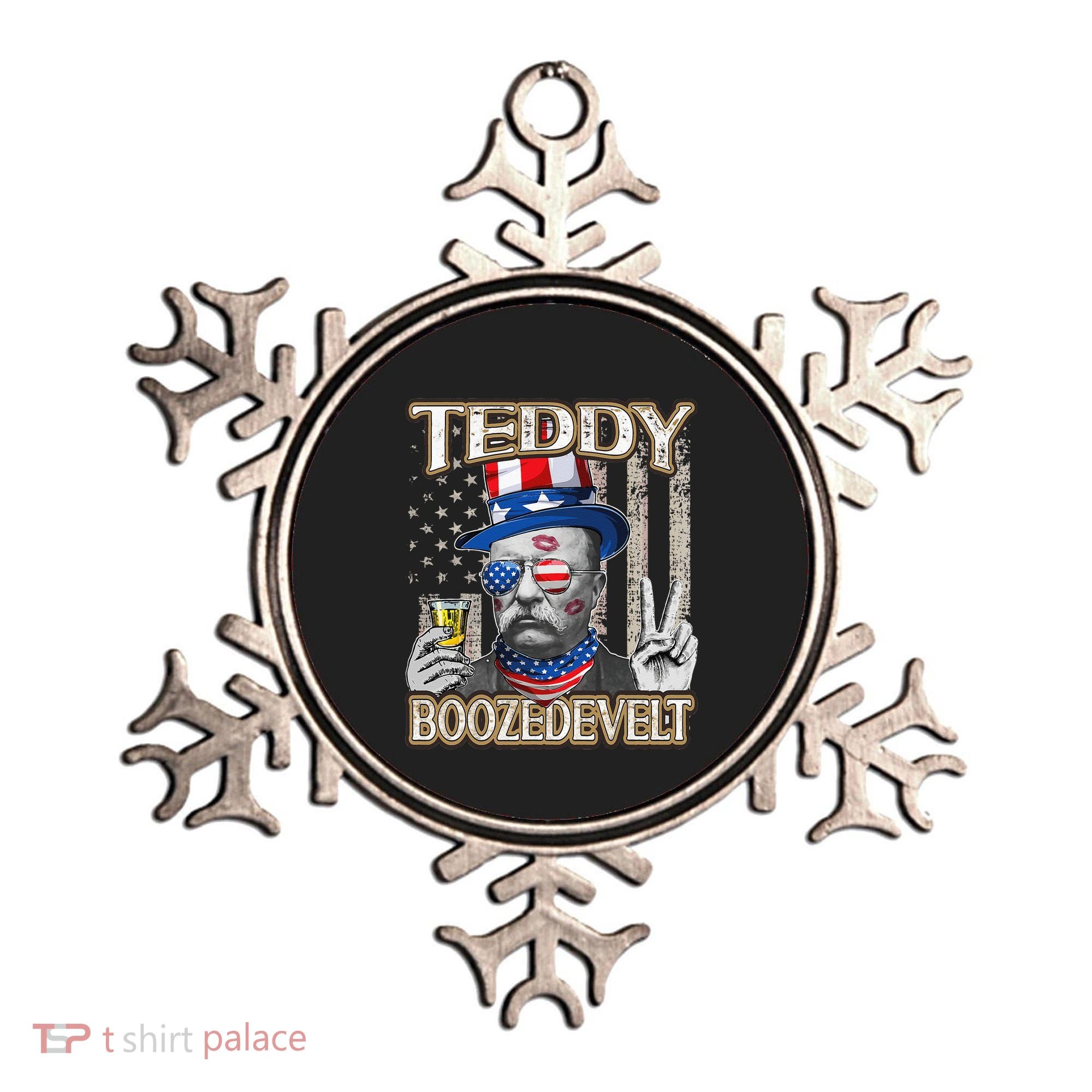 Theodore Roosevelt 4th July Teddy Boozedevelt American Flag Ornament