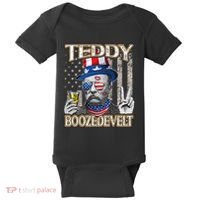 Theodore Roosevelt 4th July Teddy Boozedevelt American Flag Baby Bodysuit thumb 0