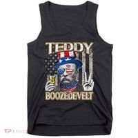 Theodore Roosevelt 4th July Teddy Boozedevelt American Flag Tank Top thumb 0