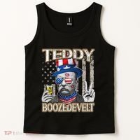 Theodore Roosevelt 4th July Teddy Boozedevelt American Flag Tank Top thumb 2