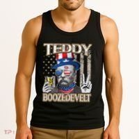 Theodore Roosevelt 4th July Teddy Boozedevelt American Flag Tank Top thumb 3