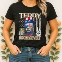 Theodore Roosevelt 4th July Teddy Boozedevelt American Flag Women's T-Shirt thumb 2