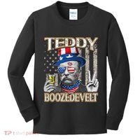 Theodore Roosevelt 4th July Teddy Boozedevelt American Flag Kids Long Sleeve Shirt thumb 0