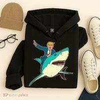 Trump Rides A Shark Trump Shark Hoodie thumb 4