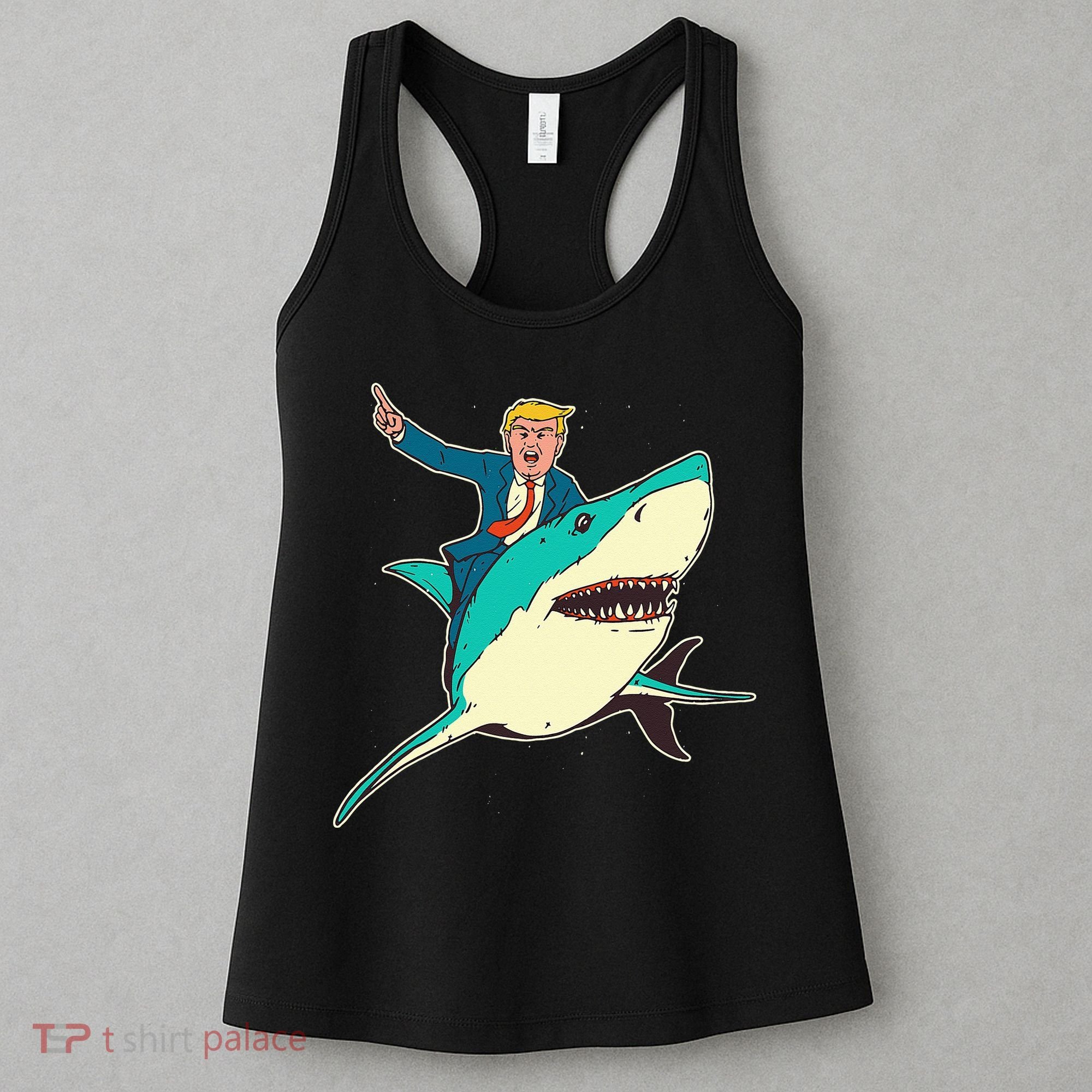 Trump Rides A Shark Trump Shark Women's Tank Top