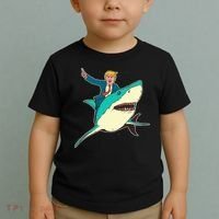 Trump Rides A Shark Trump Shark Toddler T-Shirt thumb 2