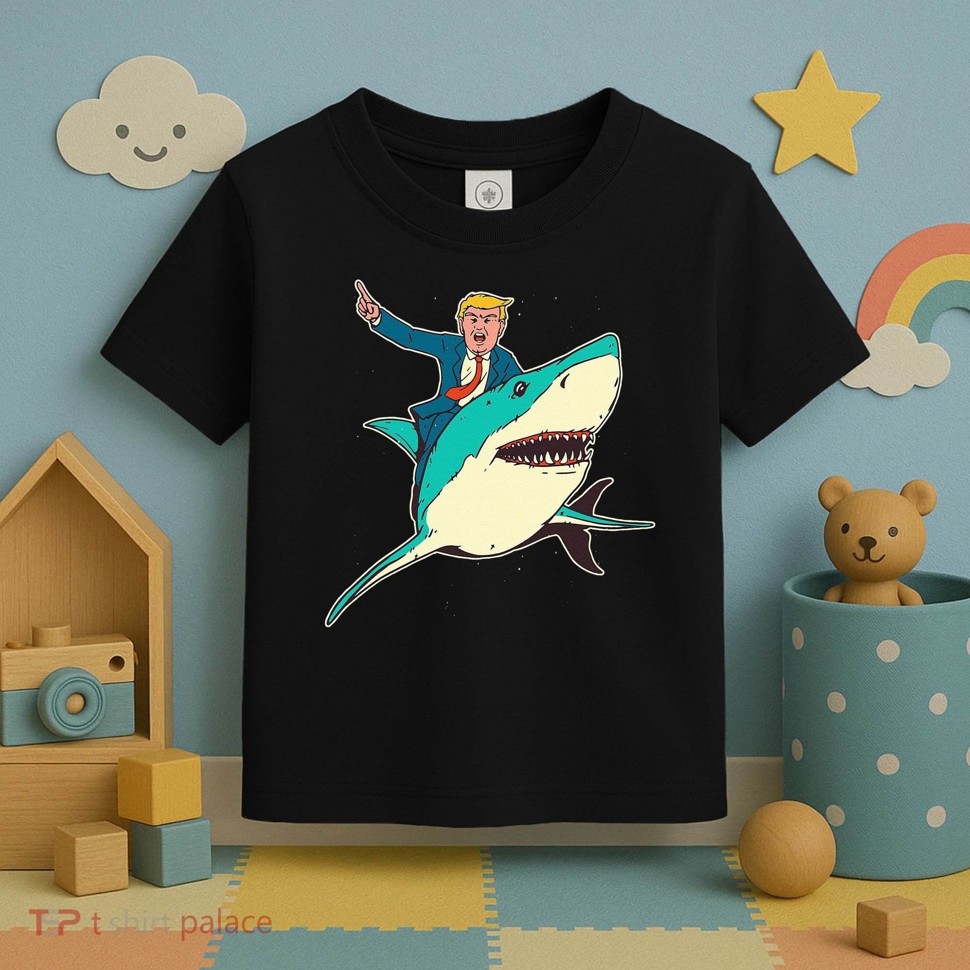 Trump Rides A Shark Trump Shark Toddler T-Shirt