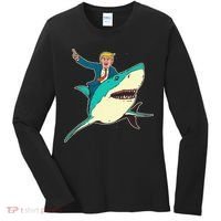 Trump Rides A Shark Trump Shark Women's Long Sleeve Shirt thumb 0