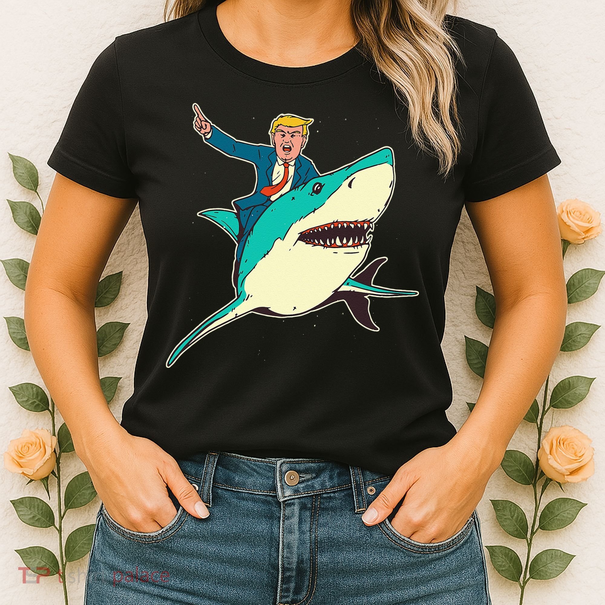 Trump Rides A Shark Trump Shark Women's T-Shirt