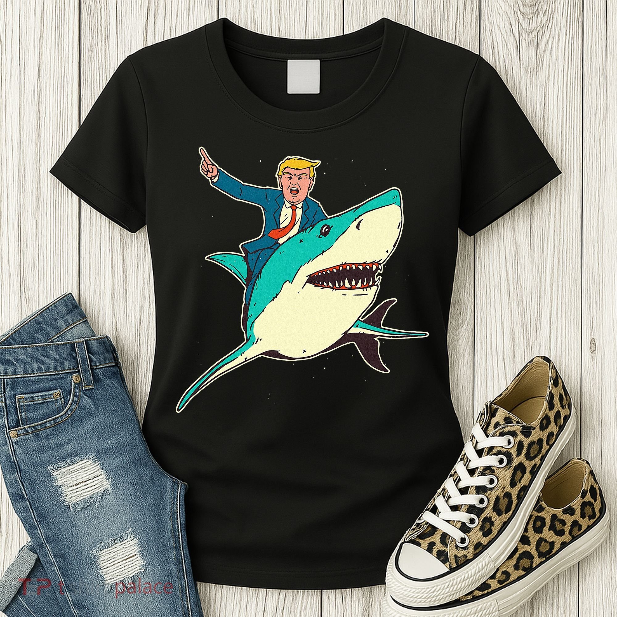 Trump Rides A Shark Trump Shark Women's T-Shirt