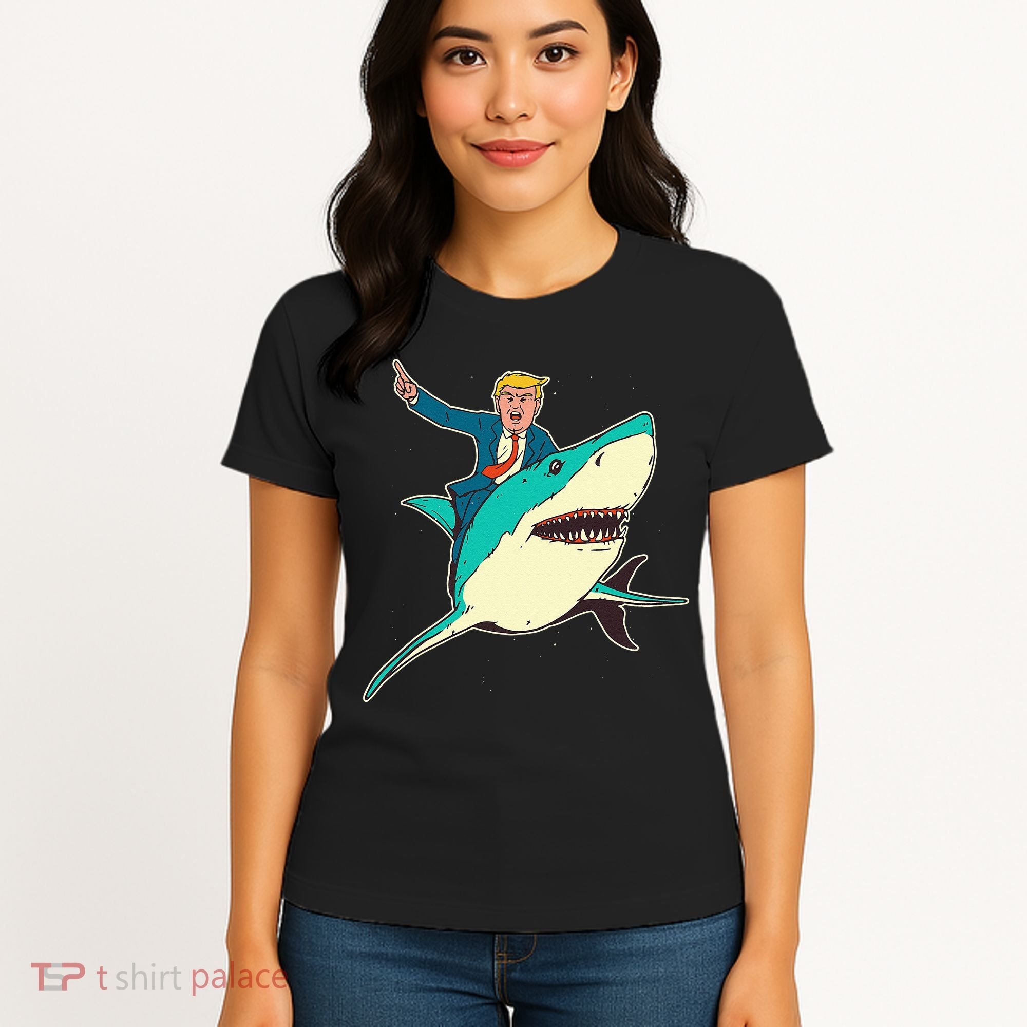 Trump Rides A Shark Trump Shark Women's T-Shirt