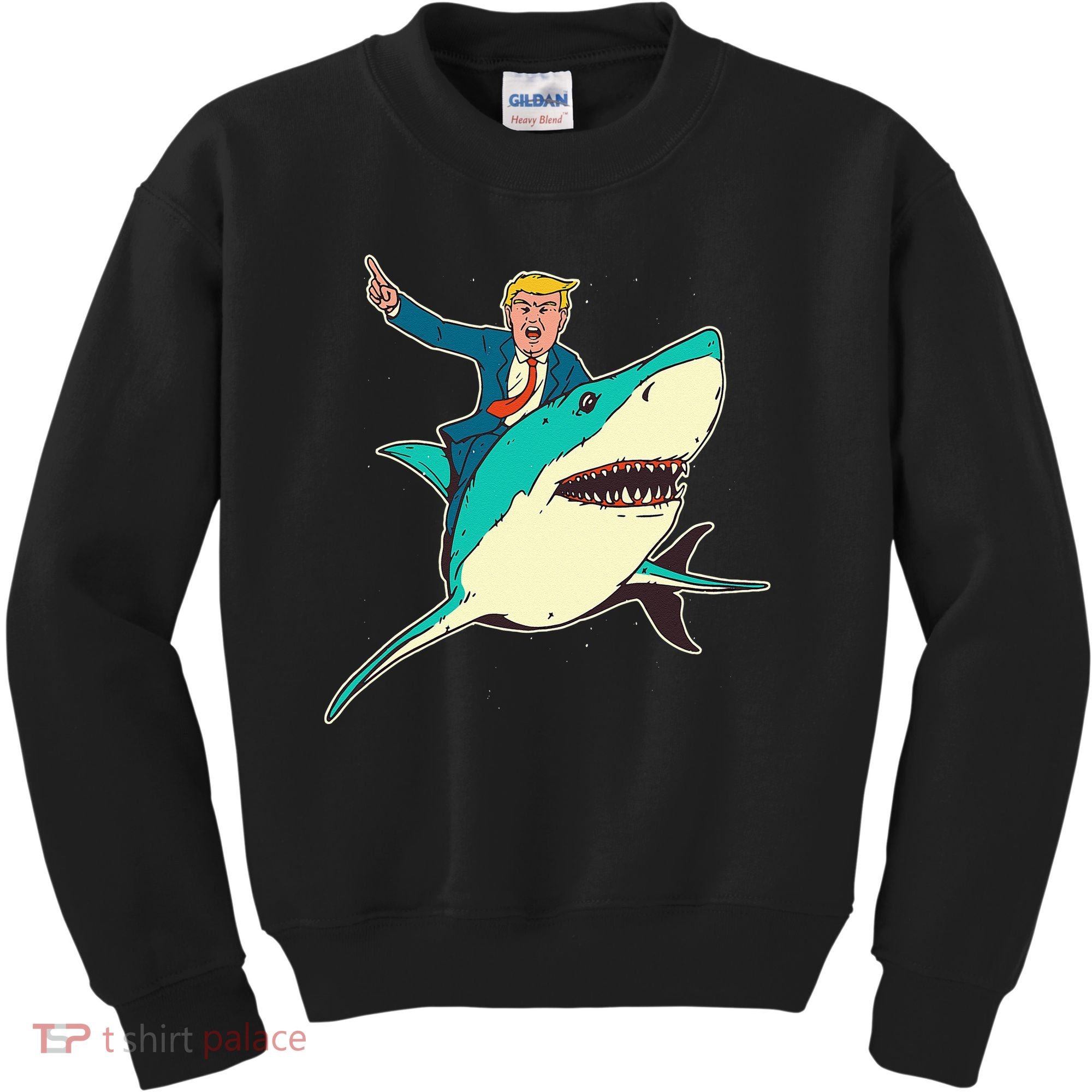 Trump Rides A Shark Trump Shark Kids Sweatshirt