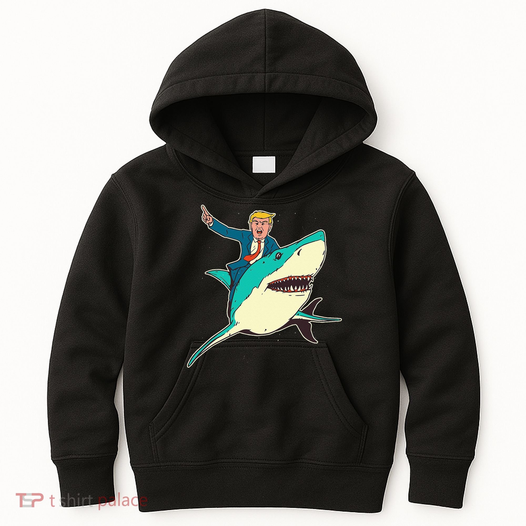 Trump Rides A Shark Trump Shark Kids Hoodie