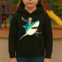 Trump Rides A Shark Trump Shark Kids Hoodie thumb 3