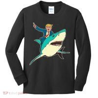 Trump Rides A Shark Trump Shark Kids Long Sleeve Shirt thumb 0