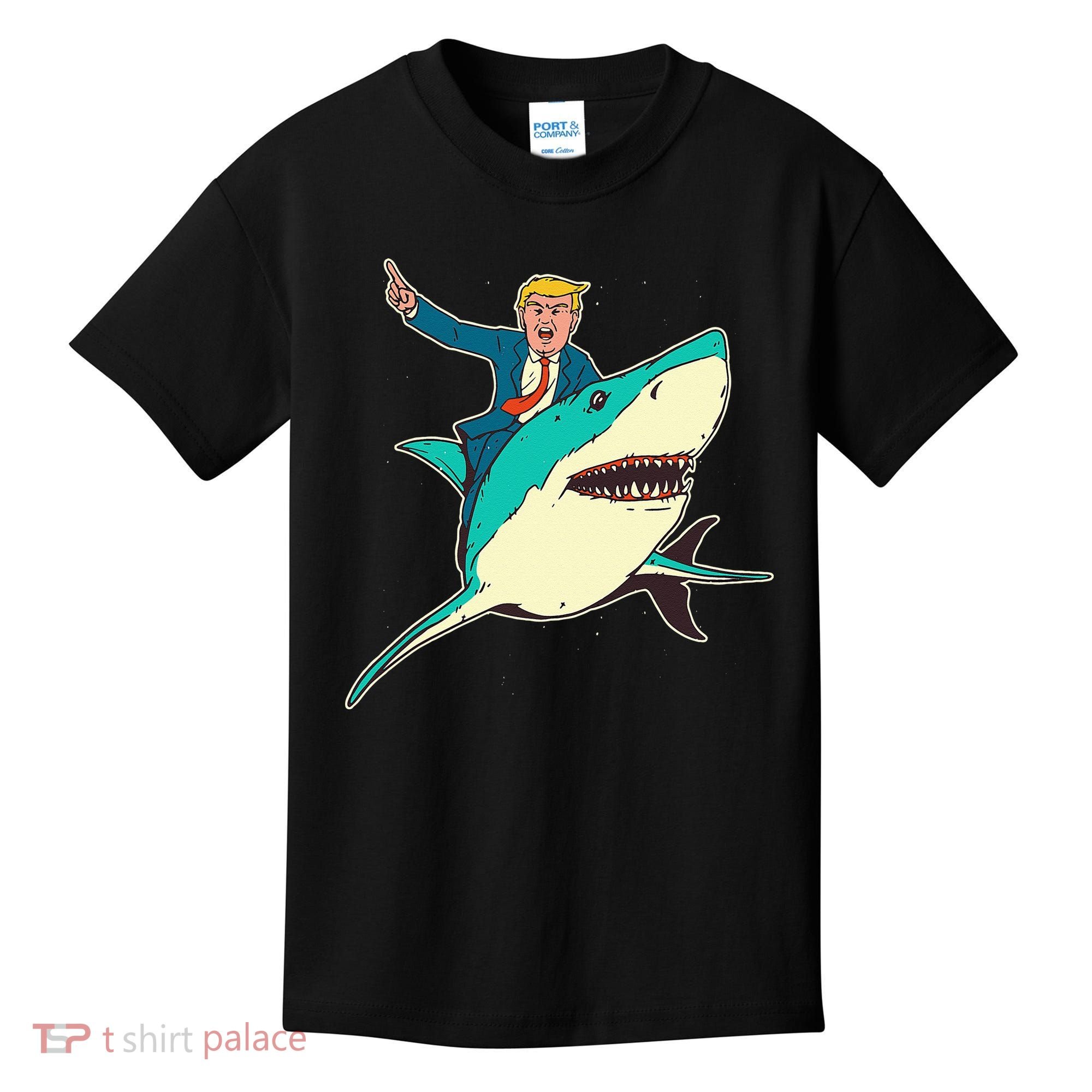 Trump Rides A Shark Trump Shark Kids T-Shirt