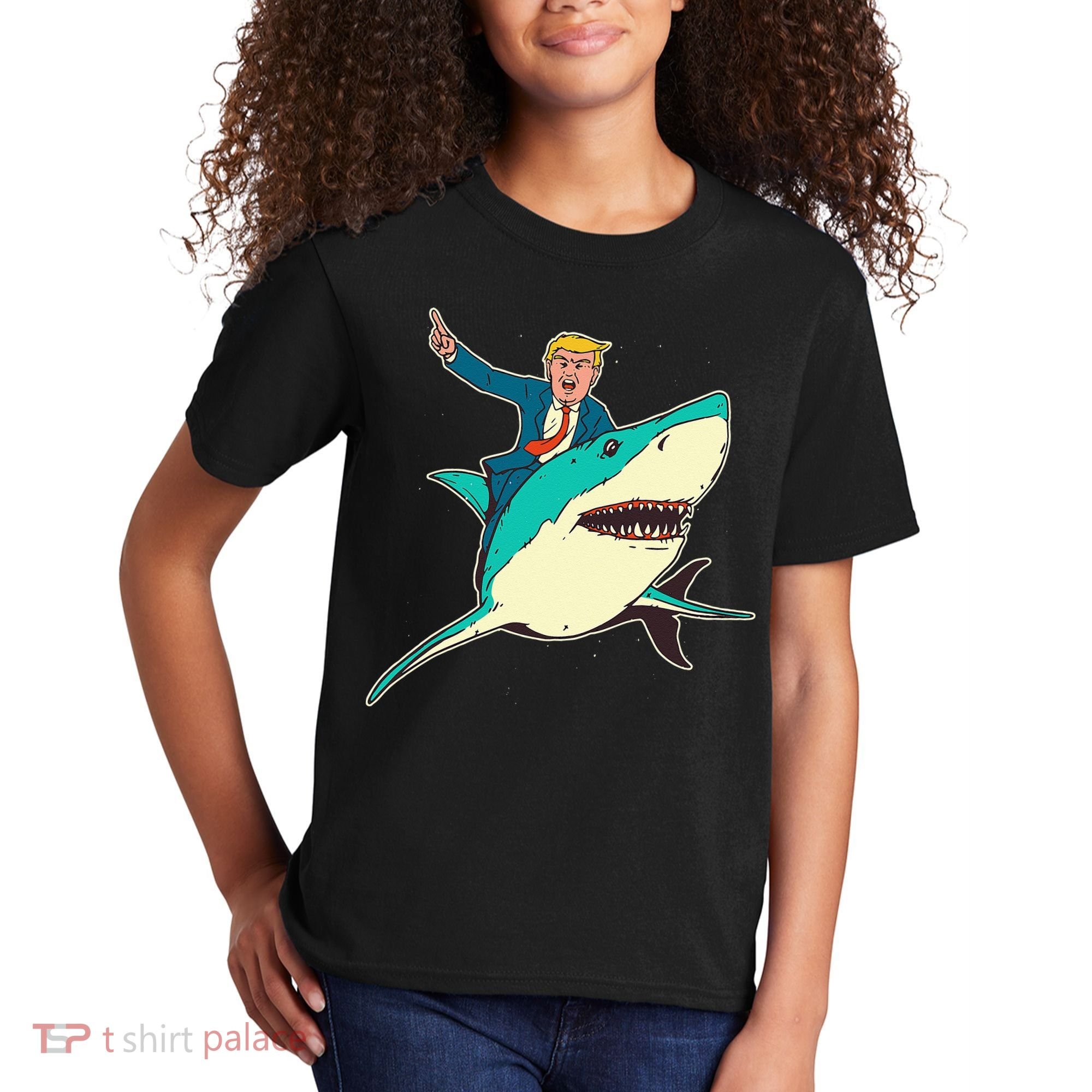 Trump Rides A Shark Trump Shark Kids T-Shirt