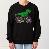 TRex Riding A Bike Funny Trex Dinosaur Bicycle Rider Women's Sweatshirt thumb 0