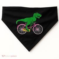 TRex Riding A Bike Funny Trex Dinosaur Bicycle Rider USA-Made Doggie Bandana thumb 0