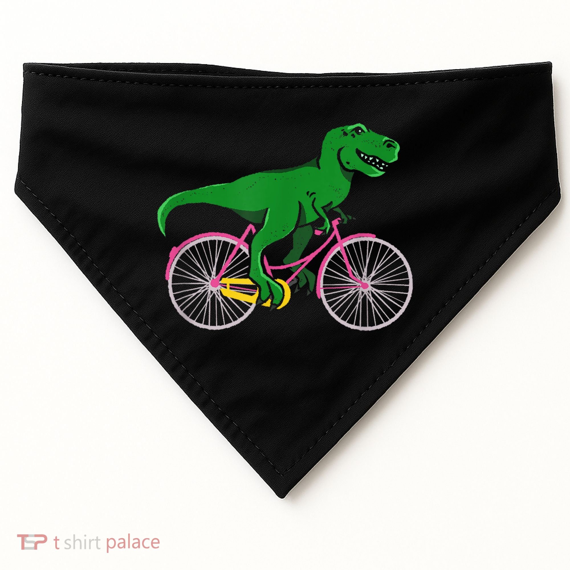 TRex Riding A Bike Funny Trex Dinosaur Bicycle Rider USA-Made Doggie Bandana