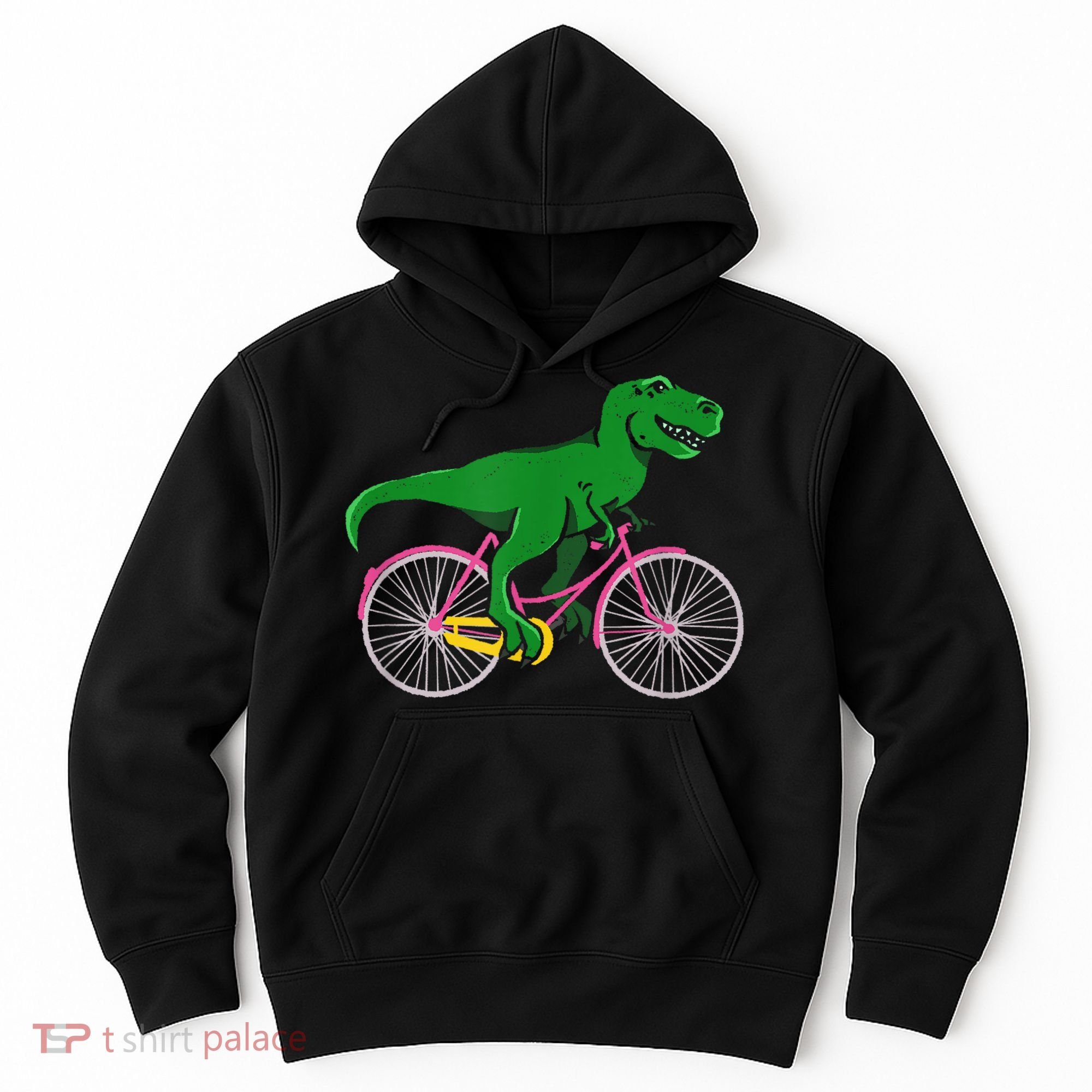 TRex Riding A Bike Funny Trex Dinosaur Bicycle Rider Hoodie