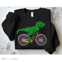 TRex Riding A Bike Funny Trex Dinosaur Bicycle Rider Sweatshirt thumb 2