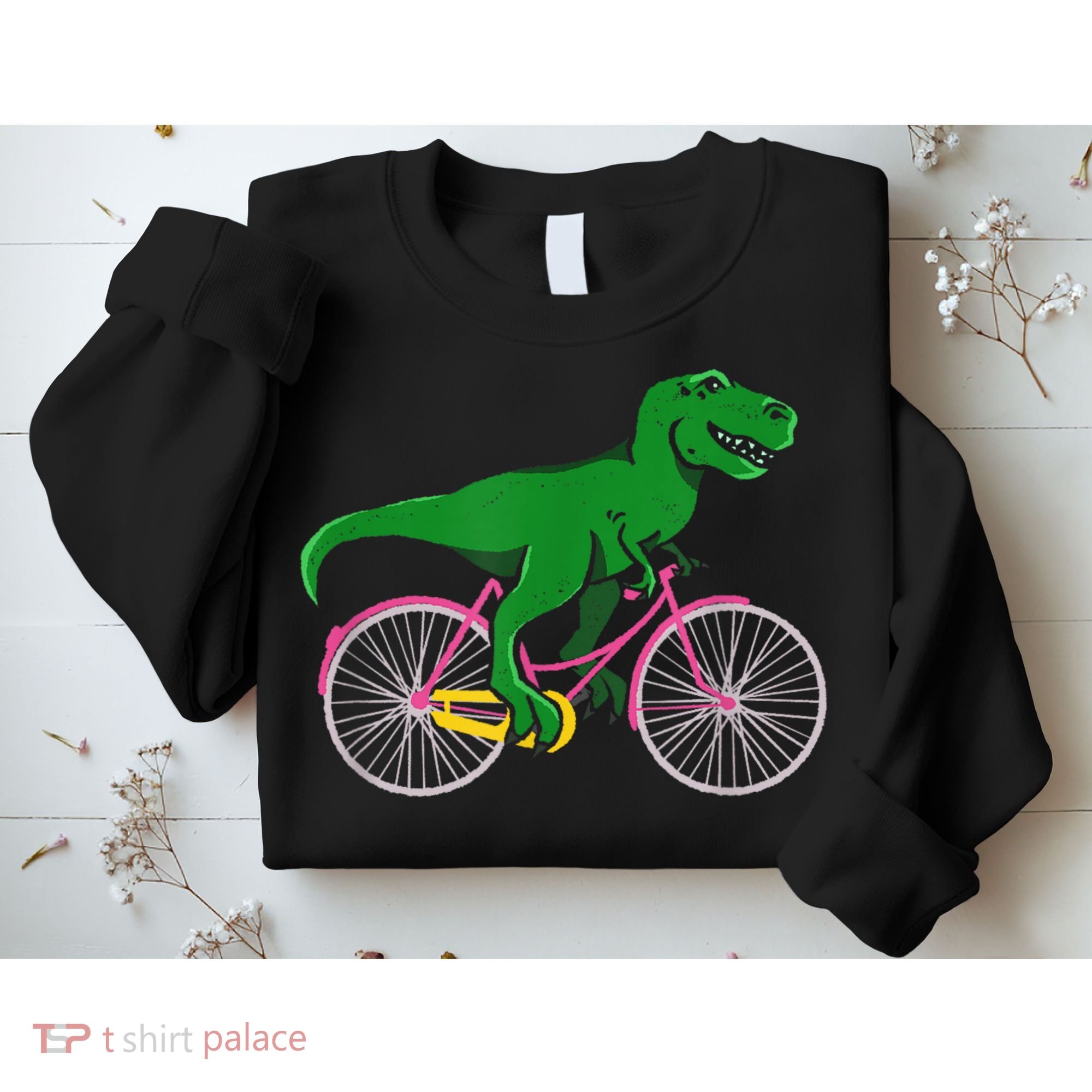 TRex Riding A Bike Funny Trex Dinosaur Bicycle Rider Sweatshirt