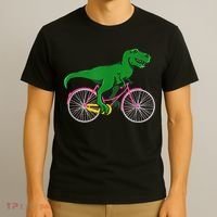 TRex Riding A Bike Funny Trex Dinosaur Bicycle Rider T-Shirt thumb 3