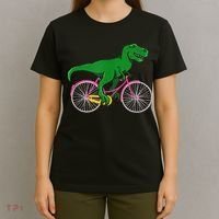 TRex Riding A Bike Funny Trex Dinosaur Bicycle Rider T-Shirt thumb 4