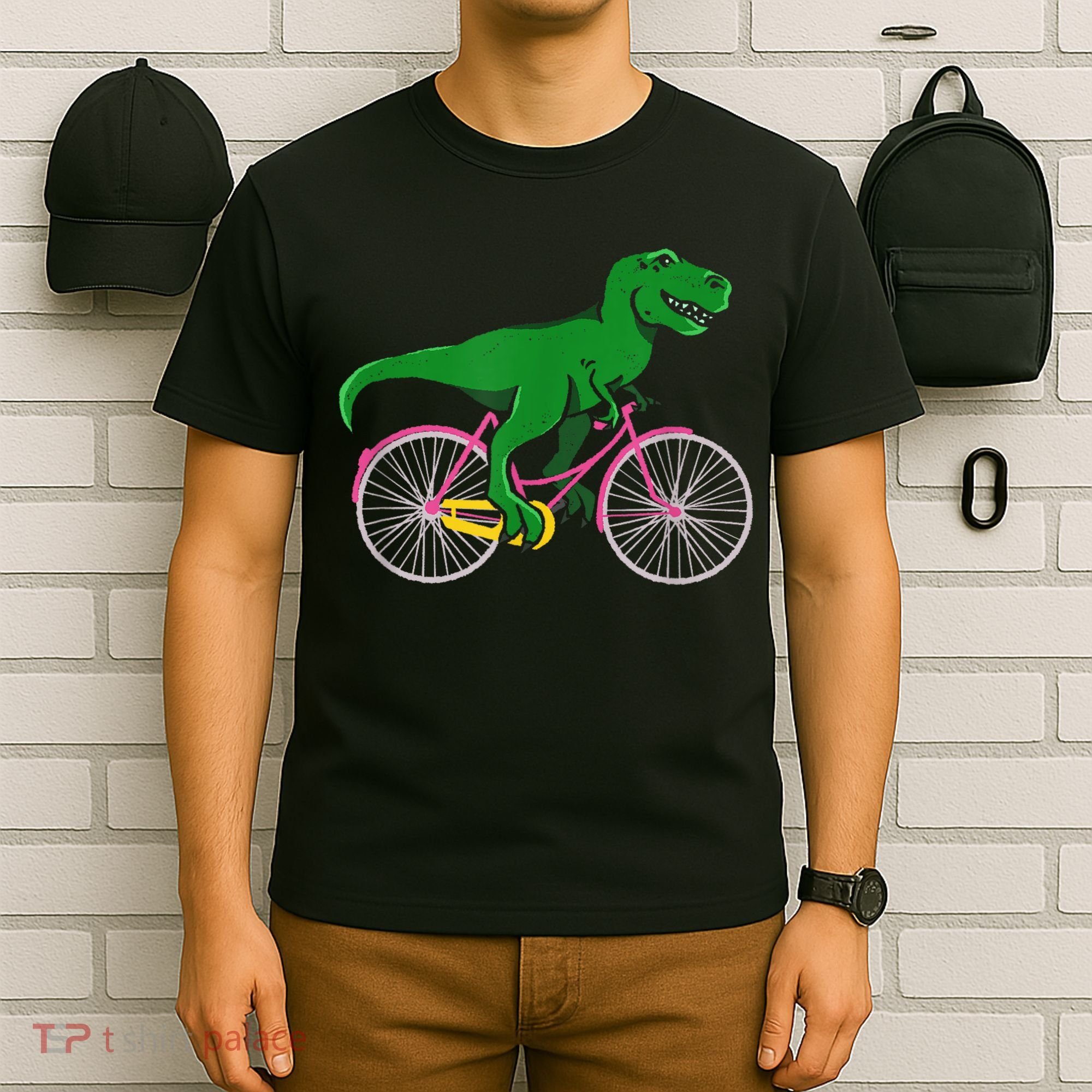 TRex Riding A Bike Funny Trex Dinosaur Bicycle Rider T-Shirt