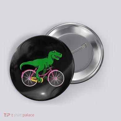 TRex Riding A Bike Funny Trex Dinosaur Bicycle Rider Button