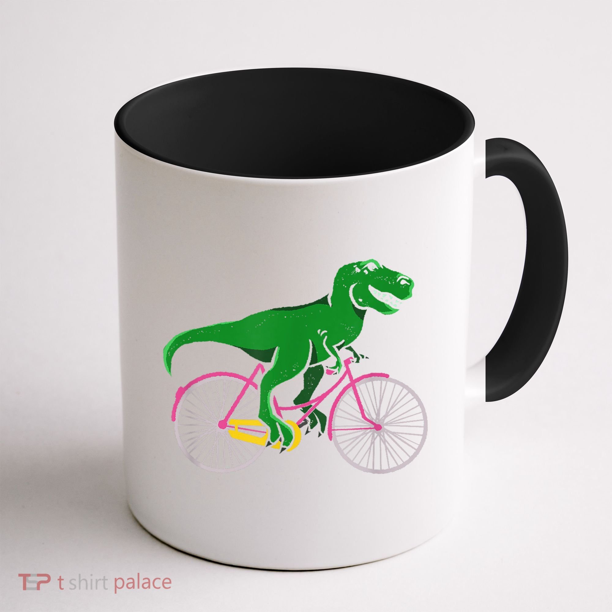 TRex Riding A Bike Funny Trex Dinosaur Bicycle Rider Coffee Mug