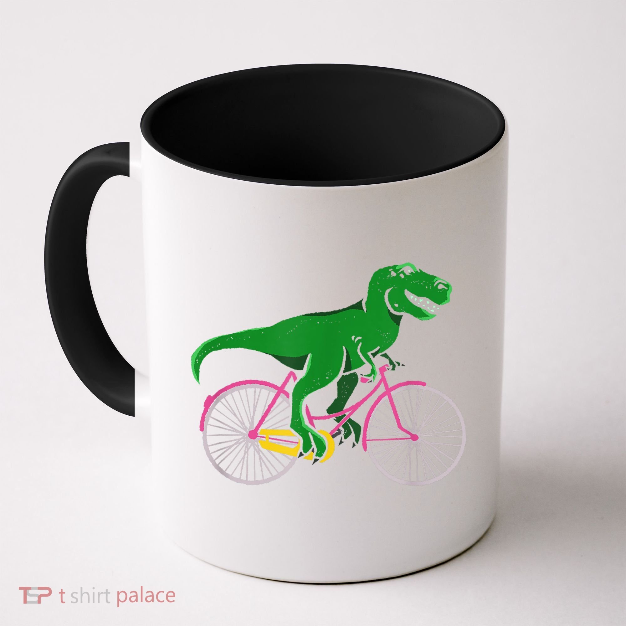 TRex Riding A Bike Funny Trex Dinosaur Bicycle Rider Coffee Mug