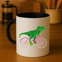 TRex Riding A Bike Funny Trex Dinosaur Bicycle Rider Coffee Mug thumb 4