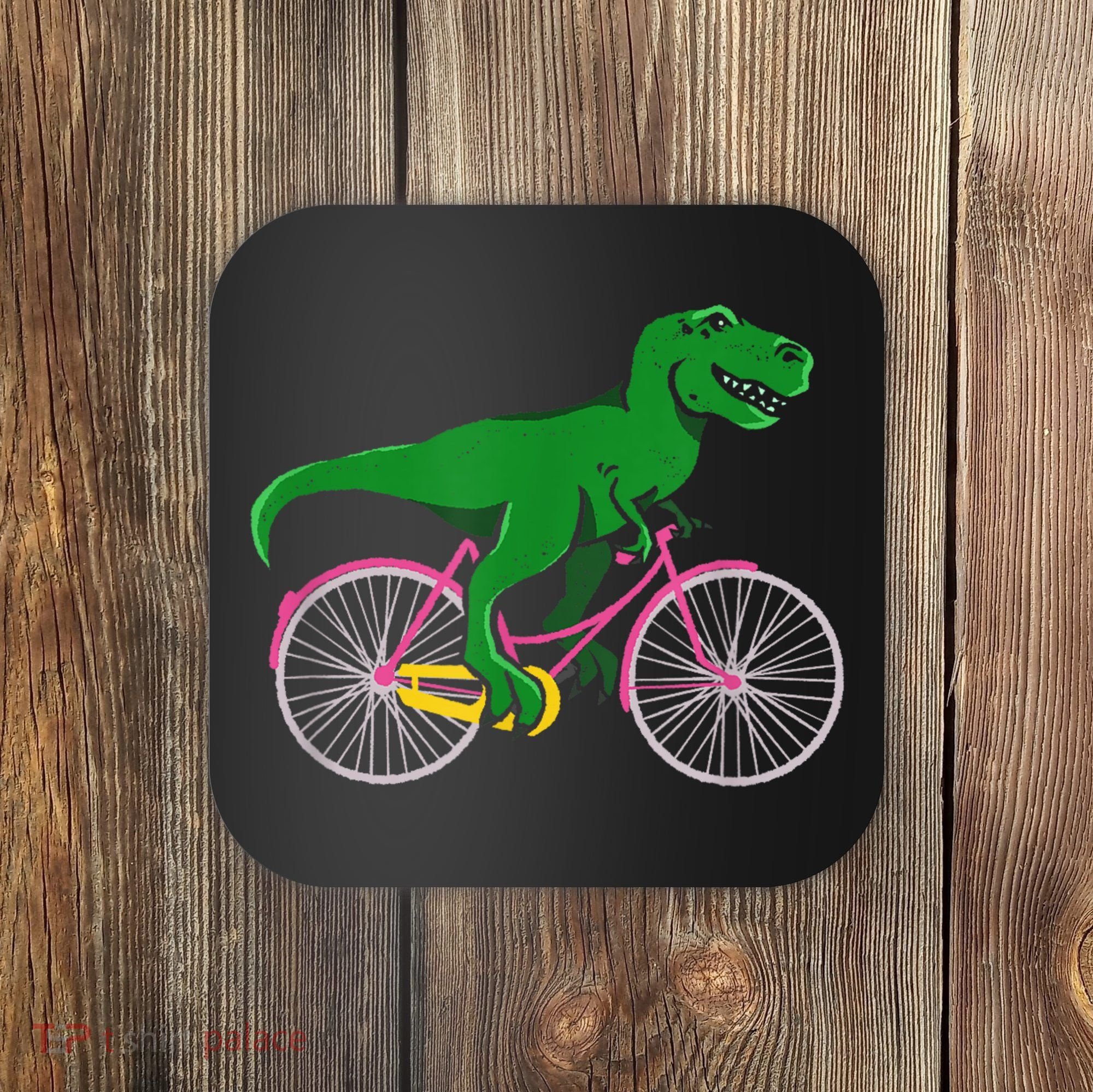 TRex Riding A Bike Funny Trex Dinosaur Bicycle Rider Coaster