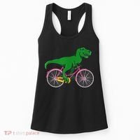 TRex Riding A Bike Funny Trex Dinosaur Bicycle Rider Women's Tank Top thumb 0