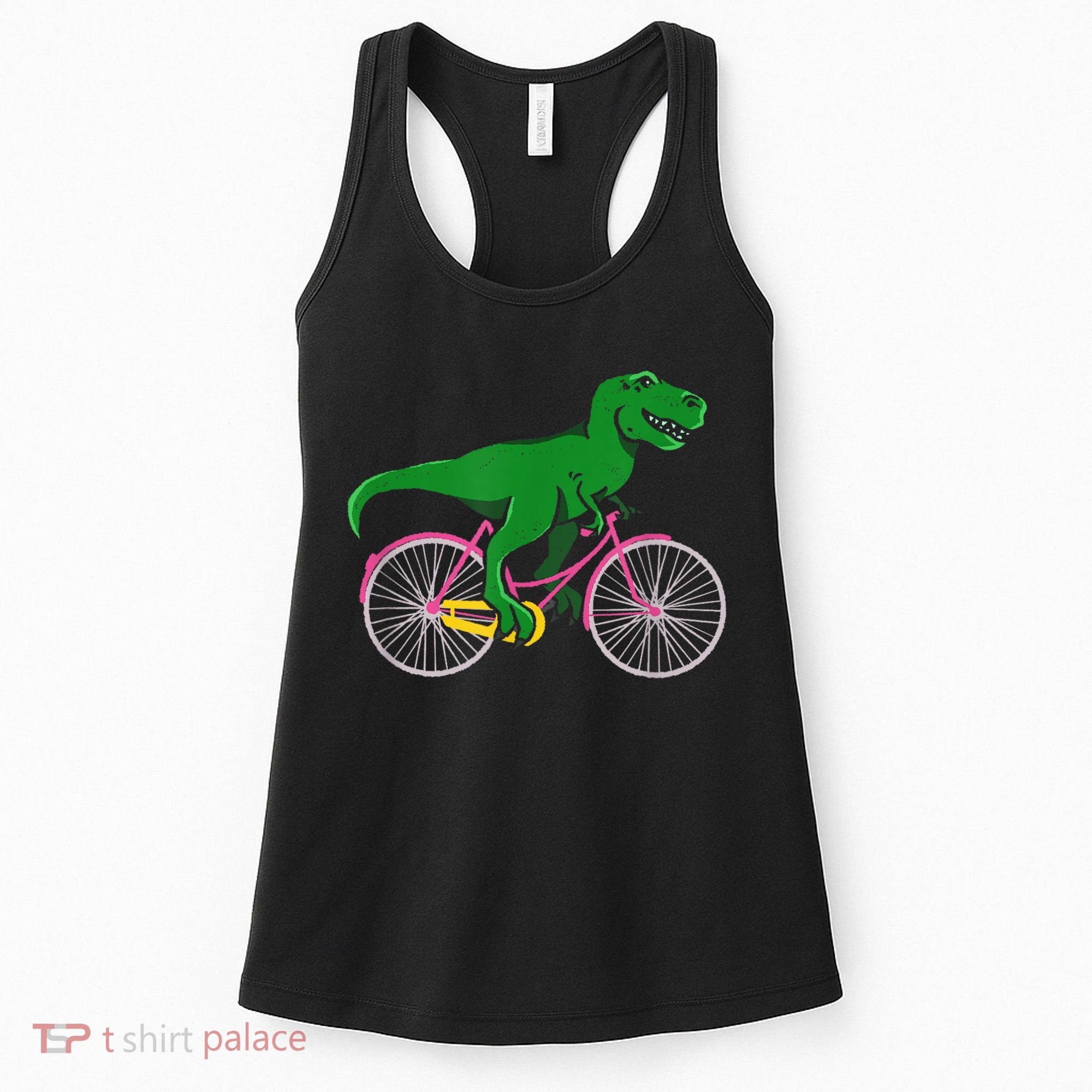 TRex Riding A Bike Funny Trex Dinosaur Bicycle Rider Women's Tank Top