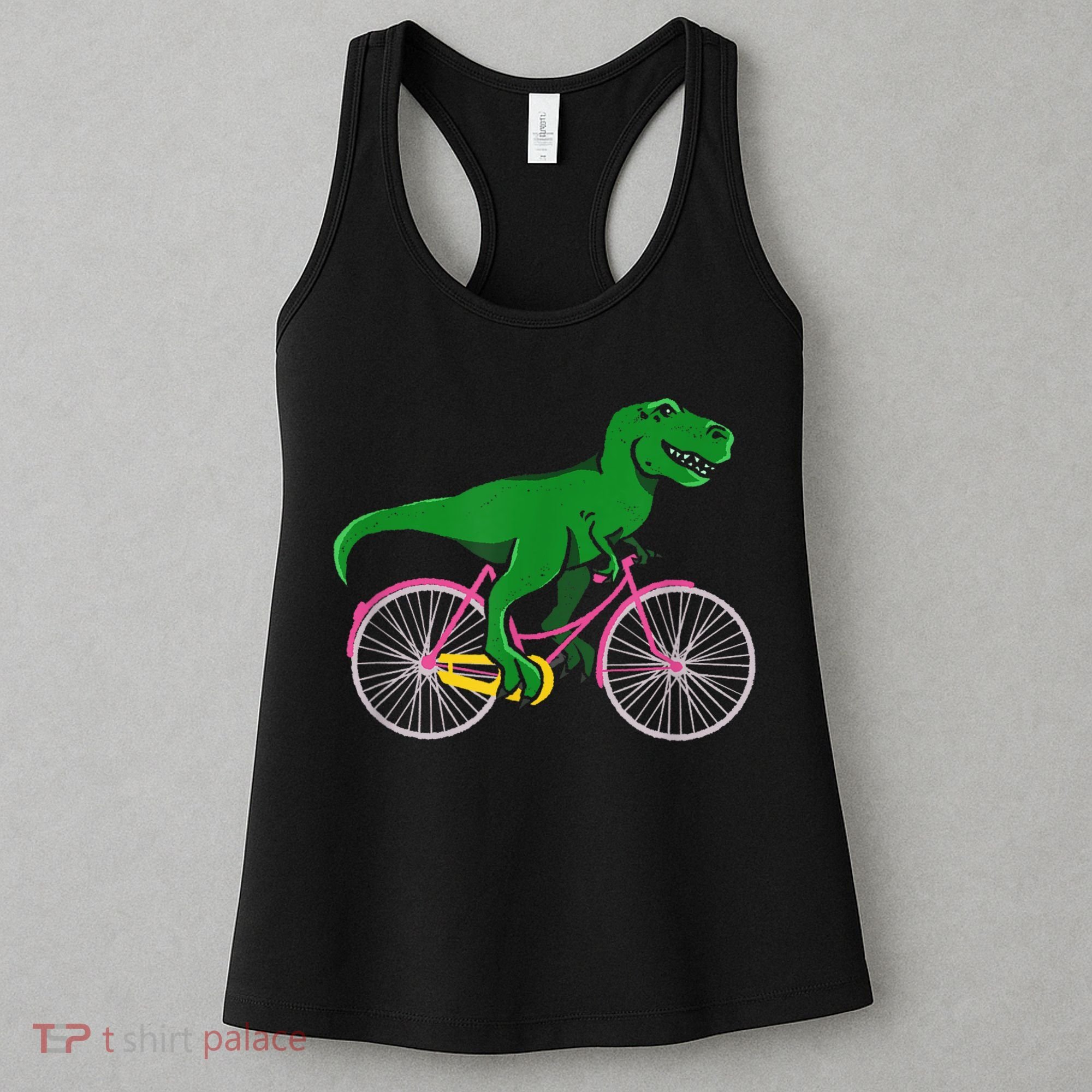 TRex Riding A Bike Funny Trex Dinosaur Bicycle Rider Women's Tank Top