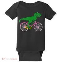 TRex Riding A Bike Funny Trex Dinosaur Bicycle Rider Baby Bodysuit thumb 0