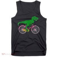 TRex Riding A Bike Funny Trex Dinosaur Bicycle Rider Tank Top thumb 0