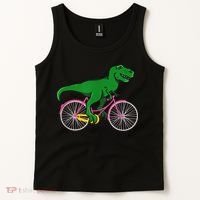 TRex Riding A Bike Funny Trex Dinosaur Bicycle Rider Tank Top thumb 2