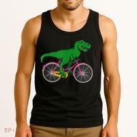 TRex Riding A Bike Funny Trex Dinosaur Bicycle Rider Tank Top thumb 3