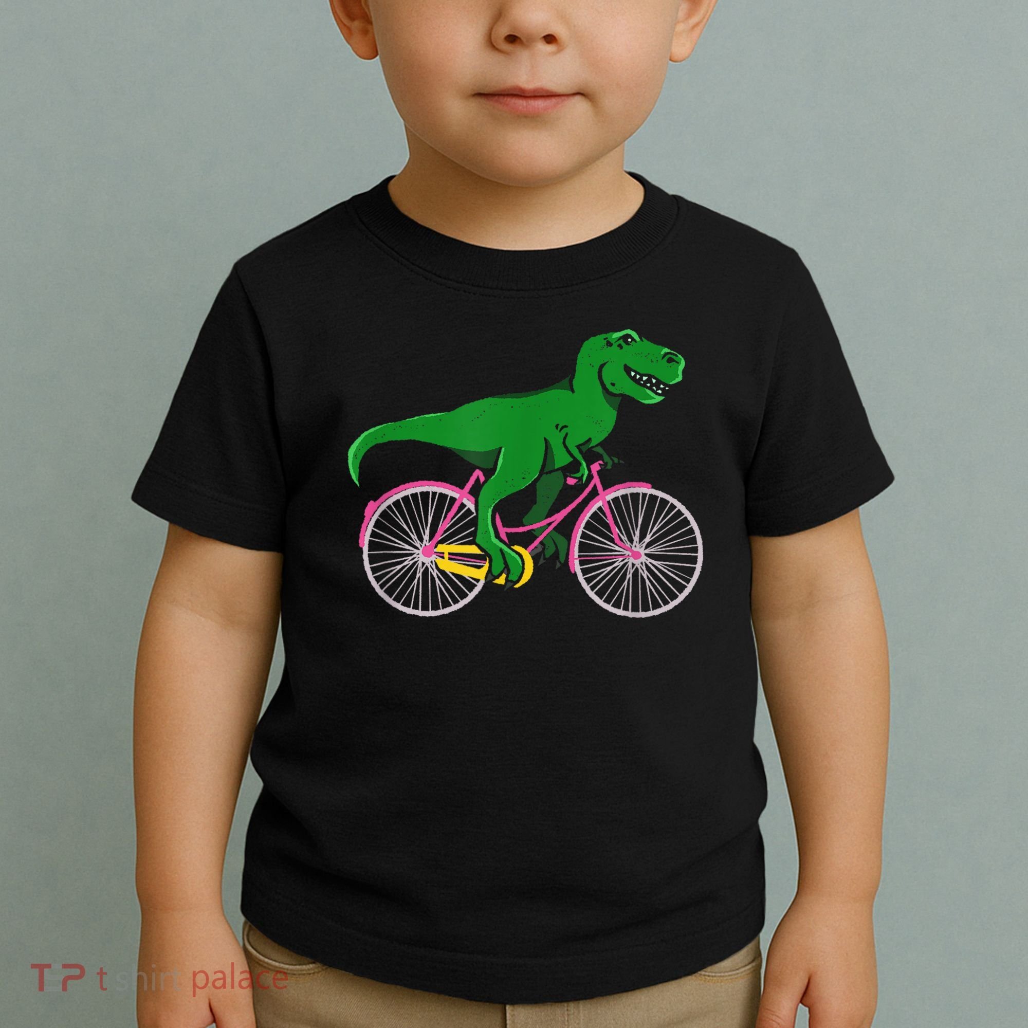 TRex Riding A Bike Funny Trex Dinosaur Bicycle Rider Toddler T-Shirt